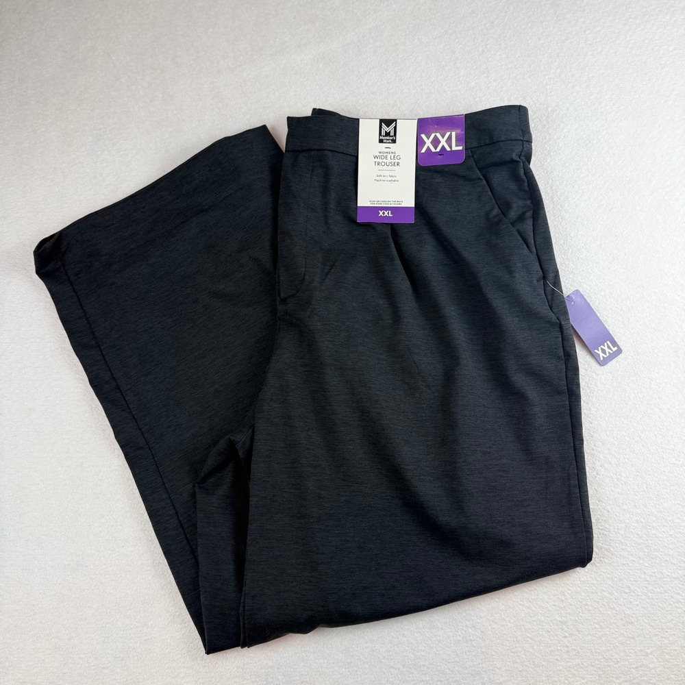 Members Mark Womens Wide Leg Trouser XXL Charcoal Gray Soft Knit Pants NWT